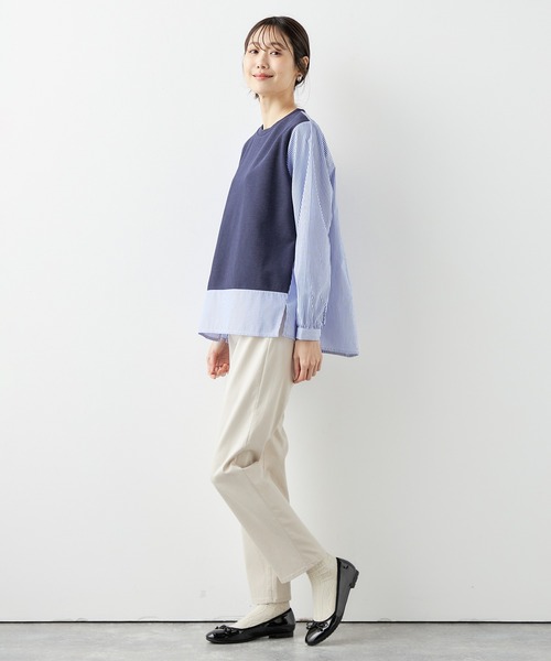 DECOY SINCE 1981(デコイシンスイチキュウハチイチ)の「ストライプドッキングプルオーバー(Tシャツ/カットソー・レディース・グレー/サックスブルー/ネイビー・L/M/LL)」の21枚目の写真