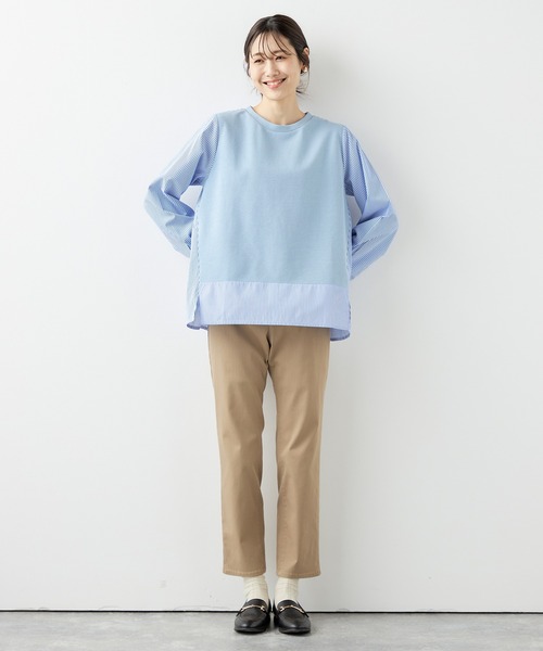 DECOY SINCE 1981(デコイシンスイチキュウハチイチ)の「ストライプドッキングプルオーバー(Tシャツ/カットソー・レディース・グレー/サックスブルー/ネイビー・L/M/LL)」の5枚目の写真
