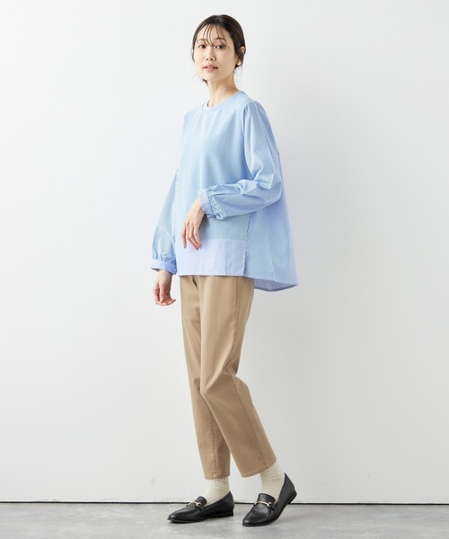 DECOY SINCE 1981(デコイシンスイチキュウハチイチ)の「ストライプドッキングプルオーバー(Tシャツ/カットソー・レディース・グレー/サックスブルー/ネイビー・L/M/LL)」の6枚目の写真