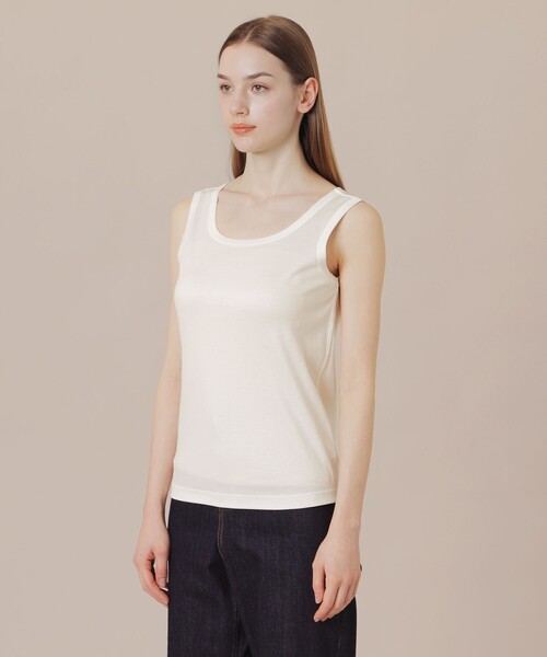 MACKINTOSH LONDON（マッキントッシュ ロンドン）の「ストレッチリブタンクトップ（タンクトップ・レディース・チャコールグレー/オフホワイト/ブラック・40/38）」の9枚目の写真