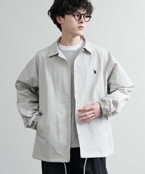 U.S. POLO ASSN.(ユーエスポロアッスン)の「U.S. POLO ASSN. ユーエスポロアッスン オーバーサイズ ワンポイントロゴ刺繍コーチジャケット ナイロンジャケット(ナイロンジャケット・メンズ・ライトグレー/カーキ/ネイビー/ブラック・M/L/LL)」の6枚目の写真