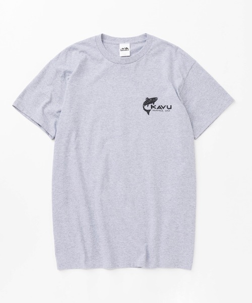 KAVU（カブー）の「KAVU/カブー Simple Salom Tee/シンプルサーモンティー（Tシャツ/カットソー・メンズ・インディゴブルー/マルーン/パープル/ブラック/オリーブ/ライトピンク/グレー/アッシュグレー/ナチュラル/ライム・LARGE/X-LARGE/MEDIUM）」の3枚目の写真