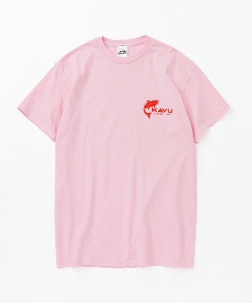 KAVU（カブー）の「KAVU/カブー Simple Salom Tee/シンプルサーモンティー（Tシャツ/カットソー・メンズ・インディゴブルー/マルーン/パープル/ブラック/オリーブ/ライトピンク/グレー/アッシュグレー/ナチュラル/ライム・LARGE/X-LARGE/MEDIUM）」の9枚目の写真