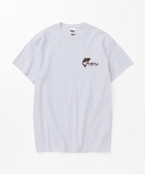 KAVU（カブー）の「KAVU/カブー Simple Salom Tee/シンプルサーモンティー（Tシャツ/カットソー・メンズ・インディゴブルー/マルーン/パープル/ブラック/オリーブ/ライトピンク/グレー/アッシュグレー/ナチュラル/ライム・LARGE/X-LARGE/MEDIUM）」の2枚目の写真