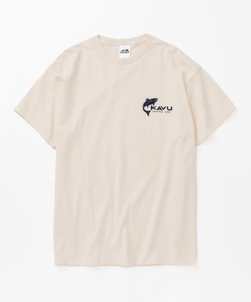 KAVU（カブー）の「KAVU/カブー Simple Salom Tee/シンプルサーモンティー（Tシャツ/カットソー・メンズ・インディゴブルー/マルーン/パープル/ブラック/オリーブ/ライトピンク/グレー/アッシュグレー/ナチュラル/ライム・LARGE/X-LARGE/MEDIUM）」の20枚目の写真