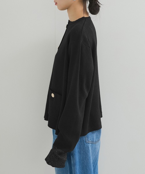 le cercle ADAM ET ROPE'(ルセルクルアダムエロペ)の「袖バイカラーカーディガン(カーディガン/ボレロ・レディース・ブラック系その他/グリーン系その他/ベージュ系その他・FREE)」の11枚目の写真
