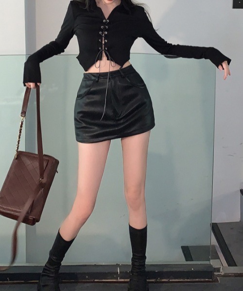 SHEPP（シープ）の「レースアップシャツロンT（Tシャツ/カットソー・レディース・ホワイト/ブラック・M/L）」の16枚目の写真