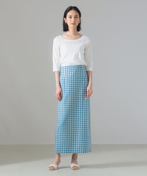 Demi-Luxe BEAMS（デミルクス ビームス）の「オーガニックコットン ラウンドネック 七分袖 カットソー（Tシャツ/カットソー・レディース・チャコールグレー/サックスブルー/ホワイト・ONE SIZE）」の4枚目の写真