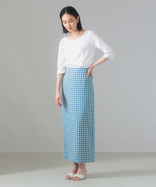 Demi-Luxe BEAMS（デミルクス ビームス）の「オーガニックコットン ラウンドネック 七分袖 カットソー（Tシャツ/カットソー・レディース・チャコールグレー/サックスブルー/ホワイト・ONE SIZE）」の5枚目の写真