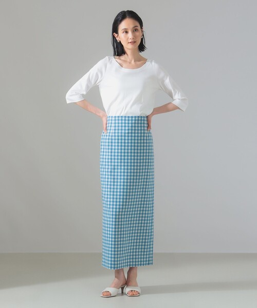 Demi-Luxe BEAMS（デミルクス ビームス）の「オーガニックコットン ラウンドネック 七分袖 カットソー（Tシャツ/カットソー・レディース・チャコールグレー/サックスブルー/ホワイト・ONE SIZE）」の6枚目の写真