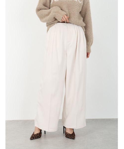 Edit Sheen（エディットシーン）の「タックワイドパンツ（その他パンツ・レディース・オフホワイト/チャコールグレー/ブラック・M）」の2枚目の写真