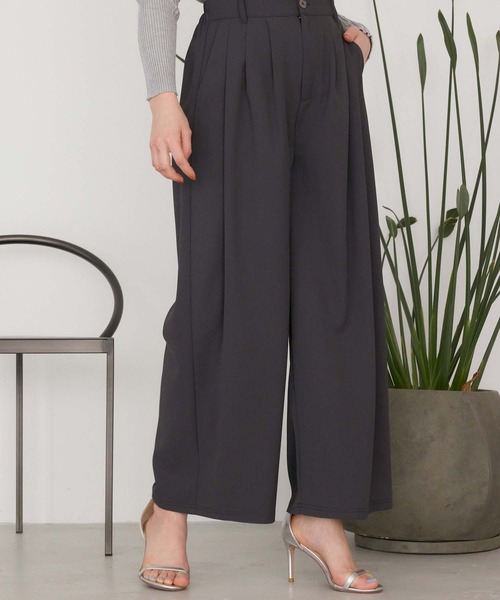 Edit Sheen（エディットシーン）の「タックワイドパンツ（その他パンツ・レディース・オフホワイト/チャコールグレー/ブラック・M）」の4枚目の写真