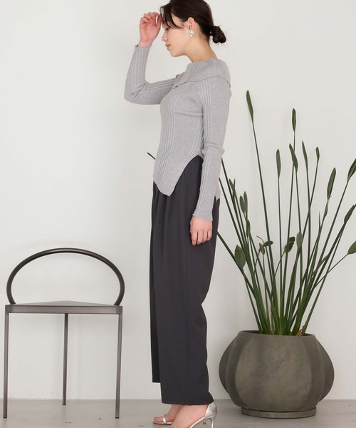 Edit Sheen（エディットシーン）の「タックワイドパンツ（その他パンツ・レディース・オフホワイト/チャコールグレー/ブラック・M）」の7枚目の写真