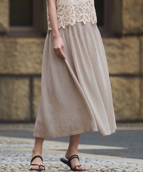 セール】【洗える】シャイニーシアーニット フレア スカート（スカート