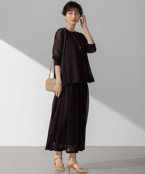 23区(ニジュウサンク)の「【洗える】シャイニーシアーニット フレア スカート(スカート・レディース・ブラック系/ベージュ系/ダークブラウン系・38)」の20枚目の写真