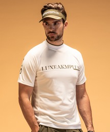 LUXEAKMPLUS(リュクスエイケイエムプラス)ゴルフ バックロゴ 半袖モックネックTシャツ(吸水 / UVカット / 冷感)