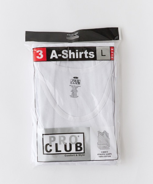 PRO CLUB （プロクラブ）の「【PROCLUB/プロクラブ】A-Shirts Aシャツ タンクトップ リブ 3枚入り（タンクトップ・メンズ・ブラック/ホワイト・XL/L/M）」の6枚目の写真