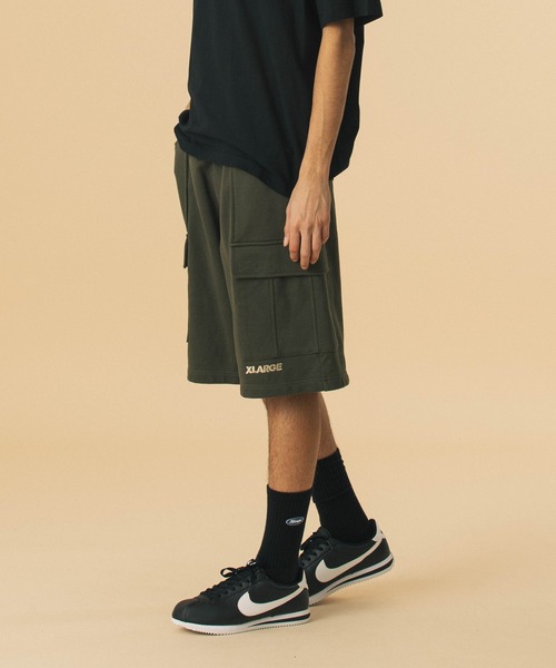XLARGE(エクストララージ)の「SWEAT CARGO SHORT PANTS(スウェットパンツ・メンズ・カモフラージュ/ブラック/オリーブ・S/M/L/XL)」の1枚目の写真