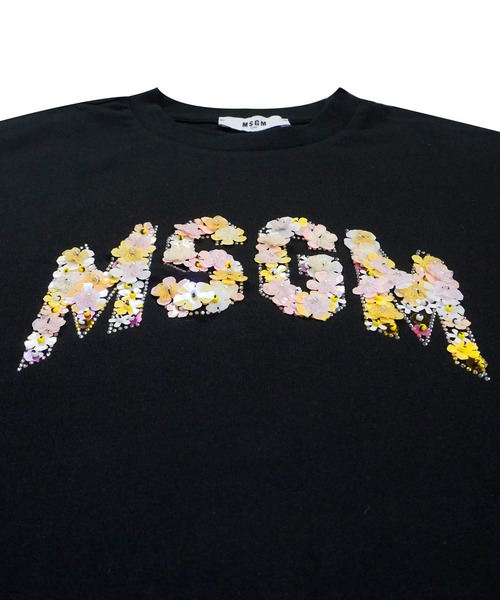 MSGM KIDS(エムエスジーエムキッズ)の「MSGM FLOWER ビジューロゴTシャツ(Tシャツ/カットソー・キッズ・ピンク/ブラック・12/14)」の4枚目の写真