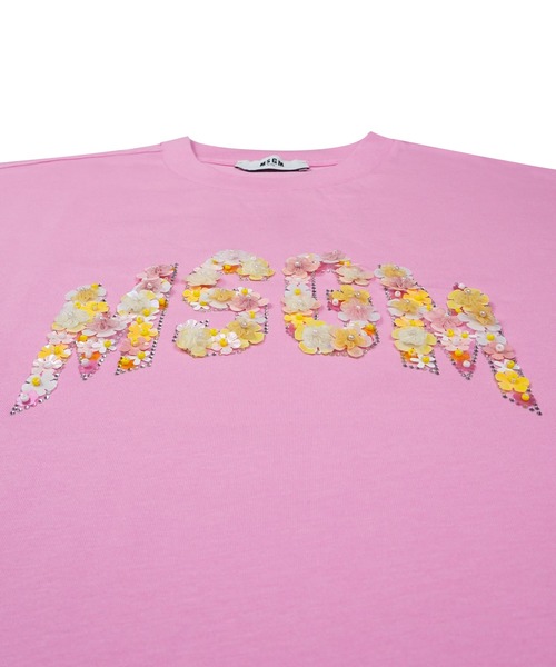 MSGM KIDS(エムエスジーエムキッズ)の「MSGM FLOWER ビジューロゴTシャツ(Tシャツ/カットソー・キッズ・ピンク/ブラック・12/14)」の6枚目の写真