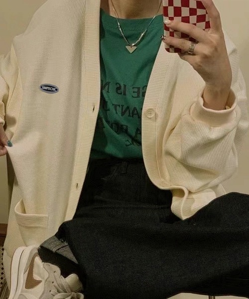 VIBGYOR（ヴィブジョー）の「[NARULA/ナルラ]カジュアル ロゴ ポケット サマー カーディガン(CZ)（カーディガン/ボレロ・レディース・ブルー/アイボリー/ブラック・FREE）」の2枚目の写真