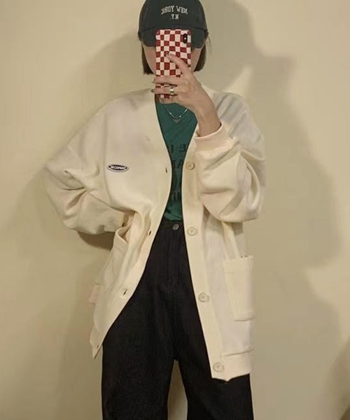 VIBGYOR（ヴィブジョー）の「[NARULA/ナルラ]カジュアル ロゴ ポケット サマー カーディガン(CZ)（カーディガン/ボレロ・レディース・ブルー/アイボリー/ブラック・FREE）」の4枚目の写真