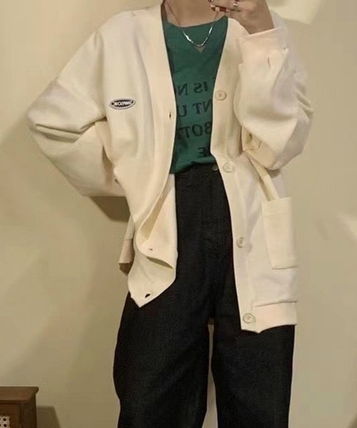 VIBGYOR（ヴィブジョー）の「[NARULA/ナルラ]カジュアル ロゴ ポケット サマー カーディガン(CZ)（カーディガン/ボレロ・レディース・ブルー/アイボリー/ブラック・FREE）」の6枚目の写真