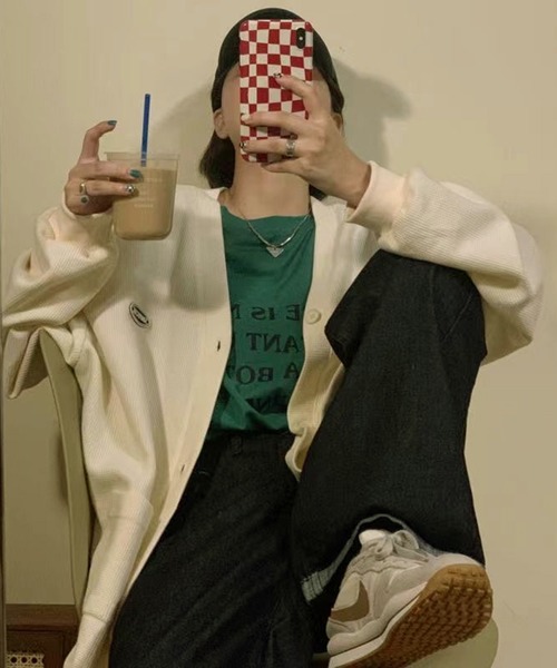 VIBGYOR（ヴィブジョー）の「[NARULA/ナルラ]カジュアル ロゴ ポケット サマー カーディガン(CZ)（カーディガン/ボレロ・レディース・ブルー/アイボリー/ブラック・FREE）」の7枚目の写真