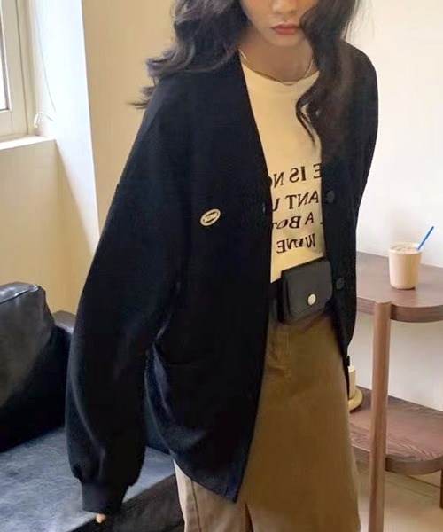 VIBGYOR（ヴィブジョー）の「[NARULA/ナルラ]カジュアル ロゴ ポケット サマー カーディガン(CZ)（カーディガン/ボレロ・レディース・ブルー/アイボリー/ブラック・FREE）」の8枚目の写真