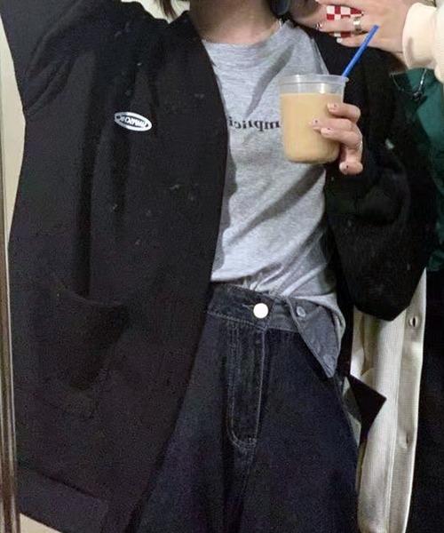 VIBGYOR（ヴィブジョー）の「[NARULA/ナルラ]カジュアル ロゴ ポケット サマー カーディガン(CZ)（カーディガン/ボレロ・レディース・ブルー/アイボリー/ブラック・FREE）」の9枚目の写真