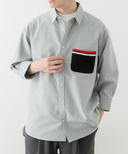 ITEMS URBANRESEARCH(アイテムズ アーバンリサーチ)の「ニットポケット切替オックス7分袖シャツ(シャツ/ブラウス・メンズ・ホワイト/ブルー/ブラック・LARGE/MEDIUM)」の13枚目の写真