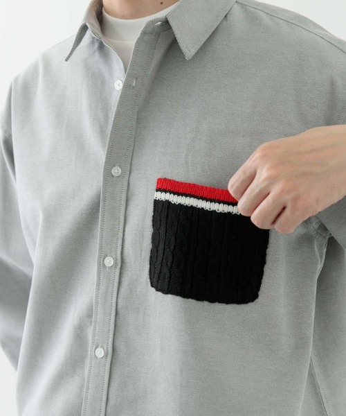 ITEMS URBANRESEARCH(アイテムズ アーバンリサーチ)の「ニットポケット切替オックス7分袖シャツ(シャツ/ブラウス・メンズ・ホワイト/ブルー/ブラック・LARGE/MEDIUM)」の14枚目の写真