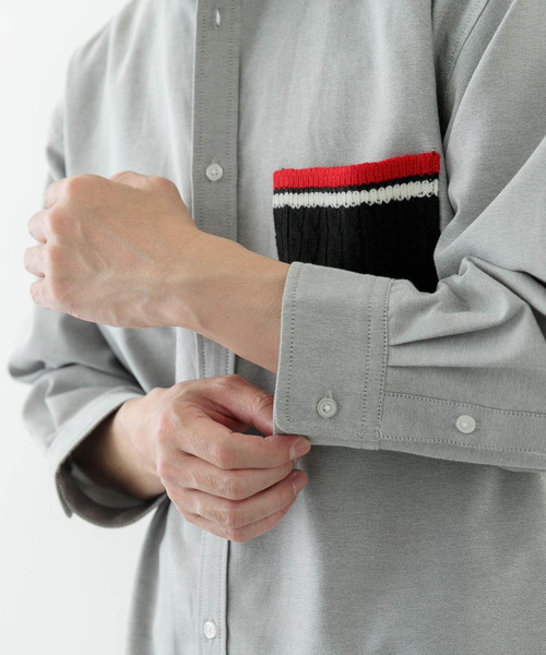 ITEMS URBANRESEARCH(アイテムズ アーバンリサーチ)の「ニットポケット切替オックス7分袖シャツ(シャツ/ブラウス・メンズ・ホワイト/ブルー/ブラック・LARGE/MEDIUM)」の15枚目の写真