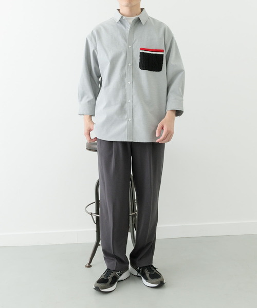 ITEMS URBANRESEARCH(アイテムズ アーバンリサーチ)の「ニットポケット切替オックス7分袖シャツ(シャツ/ブラウス・メンズ・ホワイト/ブルー/ブラック・LARGE/MEDIUM)」の17枚目の写真