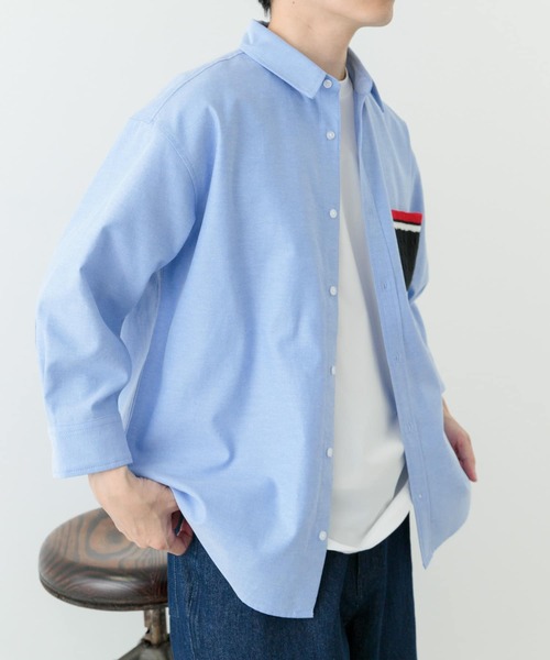 ITEMS URBANRESEARCH(アイテムズ アーバンリサーチ)の「ニットポケット切替オックス7分袖シャツ(シャツ/ブラウス・メンズ・ホワイト/ブルー/ブラック・LARGE/MEDIUM)」の18枚目の写真