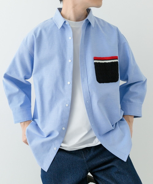 ITEMS URBANRESEARCH(アイテムズ アーバンリサーチ)の「ニットポケット切替オックス7分袖シャツ(シャツ/ブラウス・メンズ・ホワイト/ブルー/ブラック・LARGE/MEDIUM)」の20枚目の写真