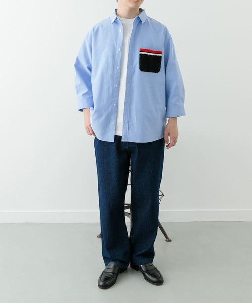 ITEMS URBANRESEARCH(アイテムズ アーバンリサーチ)の「ニットポケット切替オックス7分袖シャツ(シャツ/ブラウス・メンズ・ホワイト/ブルー/ブラック・LARGE/MEDIUM)」の22枚目の写真