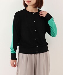 《UV加工》バイカラークルーネックカーディガン
