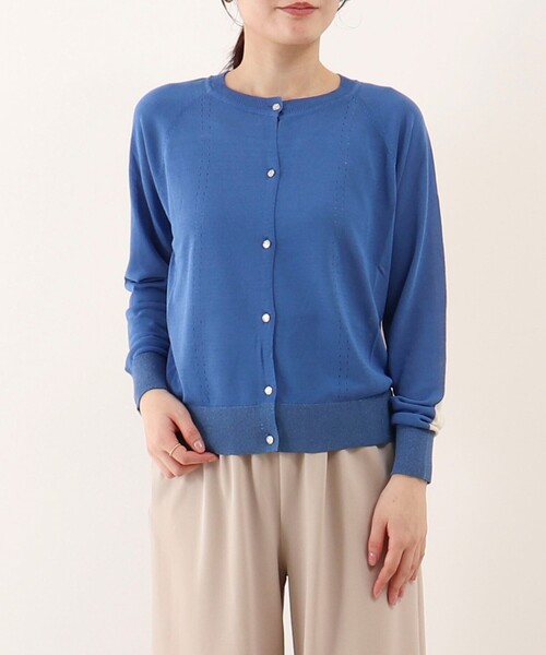 MICO COULIER（ミコクリエ）の「《UV加工》バイカラークルーネックカーディガン（カーディガン/ボレロ・レディース・ホワイト系その他/ブラック系その他/ブルー系その他・38）」の3枚目の写真