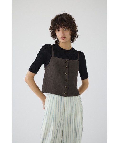 RIM.ARK(リムアーク)の「Tweed cami tops ツイードキャミトップス(キャミソール・レディース・チャコールグレー/ブラウン/グレイッシュベージュ・36/38)」の2枚目の写真