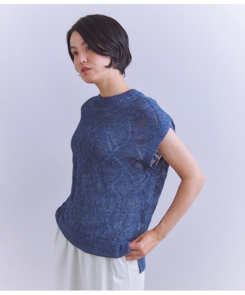 SIPULI / シプリ Linen Polyester Yarn レース編みノースリーブニット SIPULI｜Linen Polyester Yarn レース編みノースリーブニット