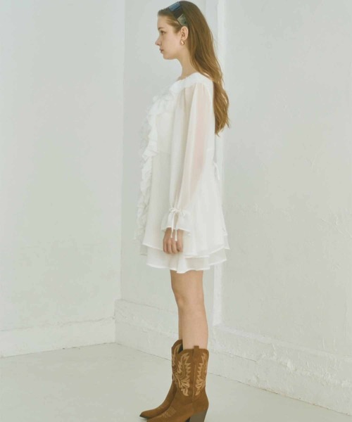 Luan(ルアン)の「【Luan】FRILL MINI ONEPIECE/フリルミニワンピース(ワンピース・レディース・ホワイト/ブラック・2/1)」の17枚目の写真