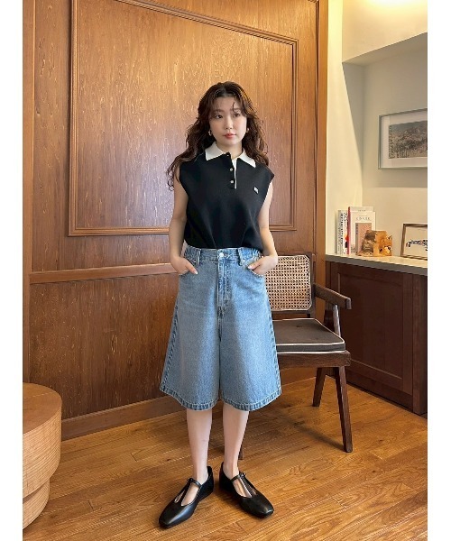mila owen ウォッシャブル 接触冷感　スリーブレスドライタッチポロニット セール】【ウォッシャブル】【接触冷感】スリーブレスドライ
