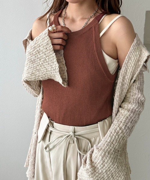 apres jour clair（アプレジュールクレア）の「【apres jour clair】アメスリニットタンク（タンクトップ・レディース・モカ/アイボリー/レッド系その他/杢グレー・フリー/X-LARGE）」の12枚目の写真