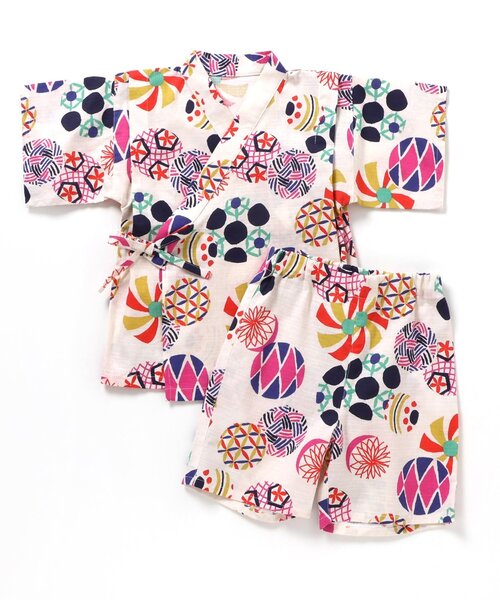 BREEZE（ブリーズ）の「【すっぽり着られる】総柄いろいろ甚平（浴衣・キッズ・キャメル/レインボー/ネイビー/オレンジ/ストライプ/ターコイズブルー/ブラック/アイボリー・80/90/100/110/120/130/140）」の14枚目の写真