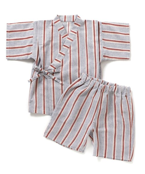 BREEZE（ブリーズ）の「【すっぽり着られる】総柄いろいろ甚平（浴衣・キッズ・キャメル/レインボー/ネイビー/オレンジ/ストライプ/ターコイズブルー/ブラック/アイボリー・80/90/100/110/120/130/140）」の18枚目の写真