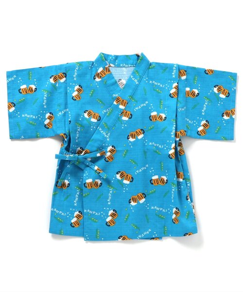 BREEZE（ブリーズ）の「【すっぽり着られる】総柄いろいろ甚平（浴衣・キッズ・キャメル/レインボー/ネイビー/オレンジ/ストライプ/ターコイズブルー/ブラック/アイボリー・80/90/100/110/120/130/140）」の20枚目の写真