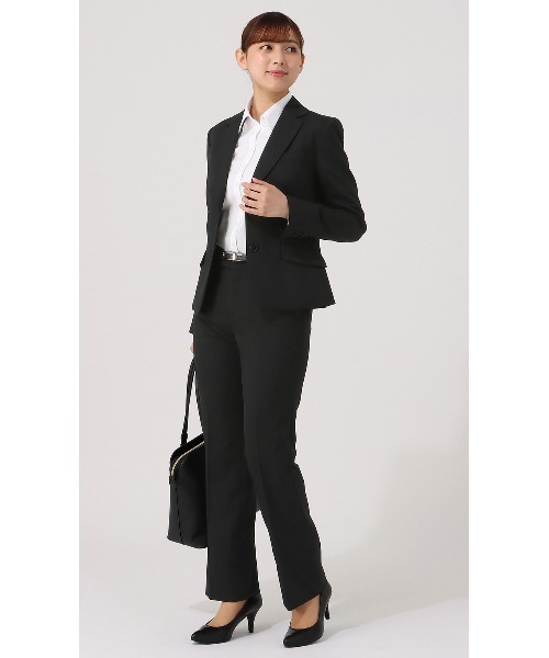 新品☆L黒系無地ストレートパンツスーツお仕事・通勤☆r197 セール】【リクルートからビジネスまで】ストレートパンツ（黒/無地