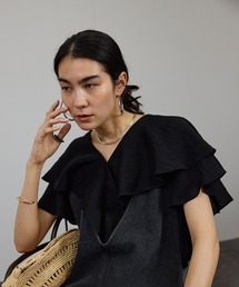 SALON adam et rope' | シルクブレンドラッフルカラーブラウス(シャツ/ブラウス)