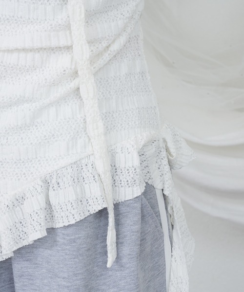 RAY CASSIN（レイカズン）の「【チェック/レース】タイ付サイドフリルキャミソール（キャミソール・レディース・ホワイト/ベージュ系その他2/ミント/ブラック系その他2/ブルー系その他2・FREE）」の13枚目の写真